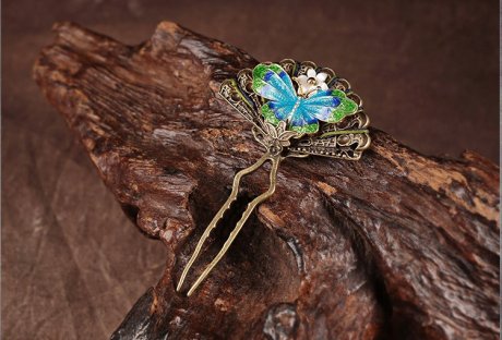 清新別致蝴蝶發(fā)釵，古典古風(fēng)蝶音頭飾