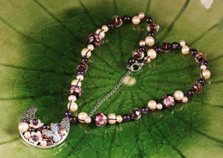 珍珠紫水晶項(xiàng)鏈，月牙吊墜鎖骨鏈福連文苑首飾