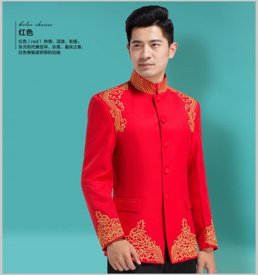 四季中式立領(lǐng)主持禮服，男士改良中山裝