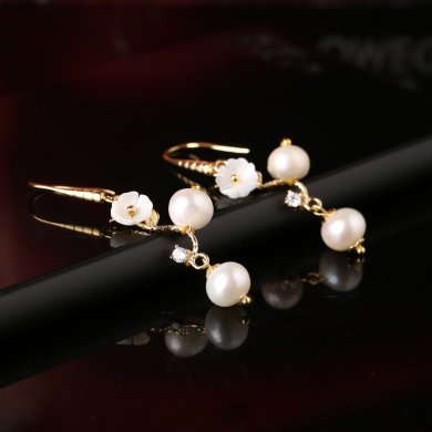 珍珠耳墜名媛耳環(huán)，氣質(zhì)簡約首飾