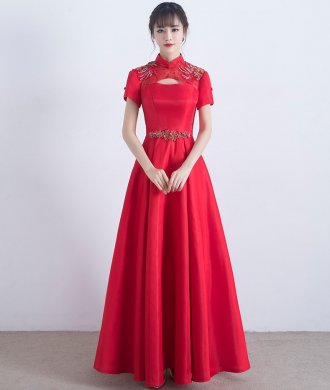 復古立領中式禮服，福連文苑晚禮服