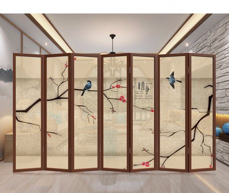 福連文苑實木中式屏風(fēng)隔斷