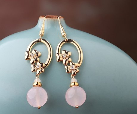 冷淡風(fēng)復(fù)古耳環(huán)，少女玉墜耳飾首飾