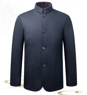 福連文苑外套民國男裝，羊毛呢唐裝中老年中山裝
