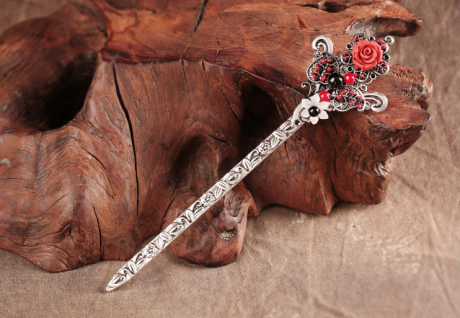 福連文苑古典花朵盤(pán)發(fā)簪子頭飾