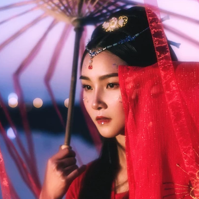 紅衣裳女生頭像，唯美古風(fēng)真人頭像
