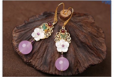 旖然雅意耳環(huán)，清新氣質(zhì)花朵耳環(huán)首飾