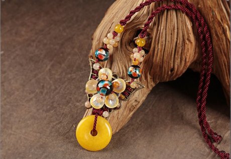 紅繩平安扣吊墜鎖骨鏈，古風(fēng)貝殼花朵項(xiàng)鏈?zhǔn)罪? / data-4LDL=