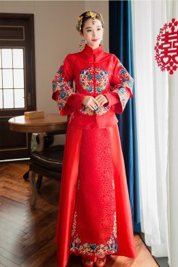 福連文苑精致刺繡中式禮服新娘禮服