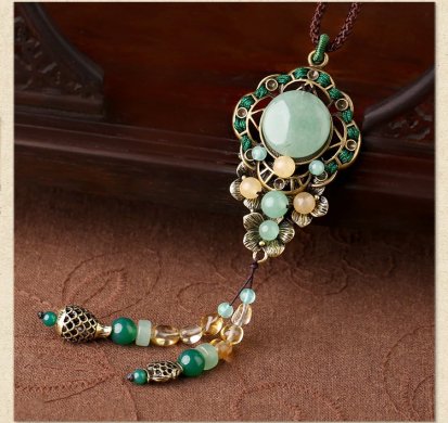 復(fù)古配飾項鏈，東陵玉時尚裝飾毛衣鏈?zhǔn)罪? / data-VULz=