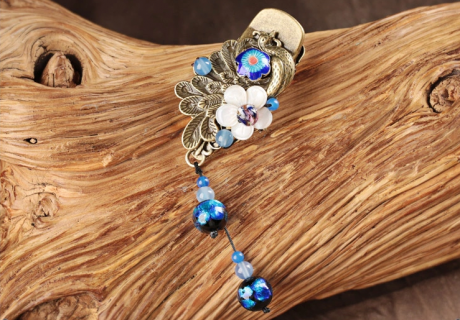 福連文苑古典孔雀發(fā)夾復(fù)古鴨嘴夾頭飾