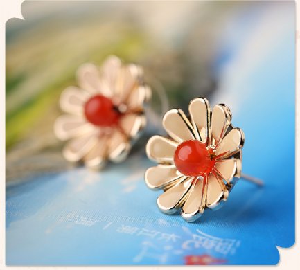復(fù)古風(fēng)花朵小巧耳釘，簡(jiǎn)約時(shí)尚瑪瑙耳釘首飾