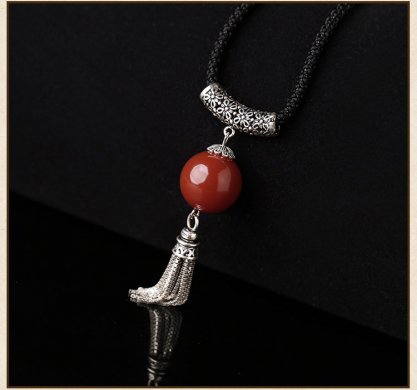 簡(jiǎn)約時(shí)尚福連文苑鏈子，瑪瑙銀流蘇項(xiàng)鏈?zhǔn)罪? / data-vRSG=