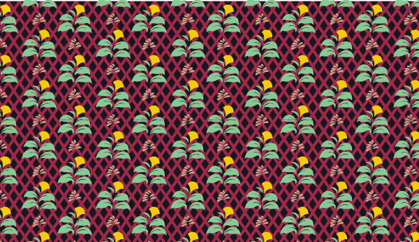 中國傳統(tǒng)唐代服飾穿枝花紋圖案五，矢量素材