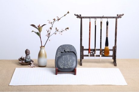 枝上花開，絕美硯臺