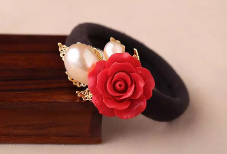 福連文苑紅色花朵頭飾小清新發(fā)圈發(fā)飾