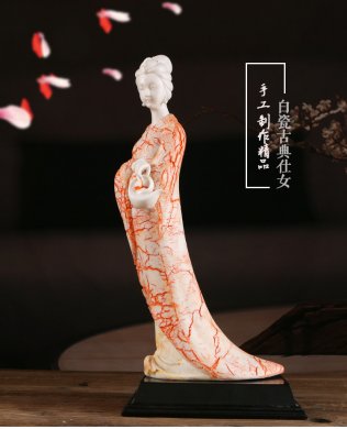 福連文苑古典美女白瓷仕女藝術(shù)品