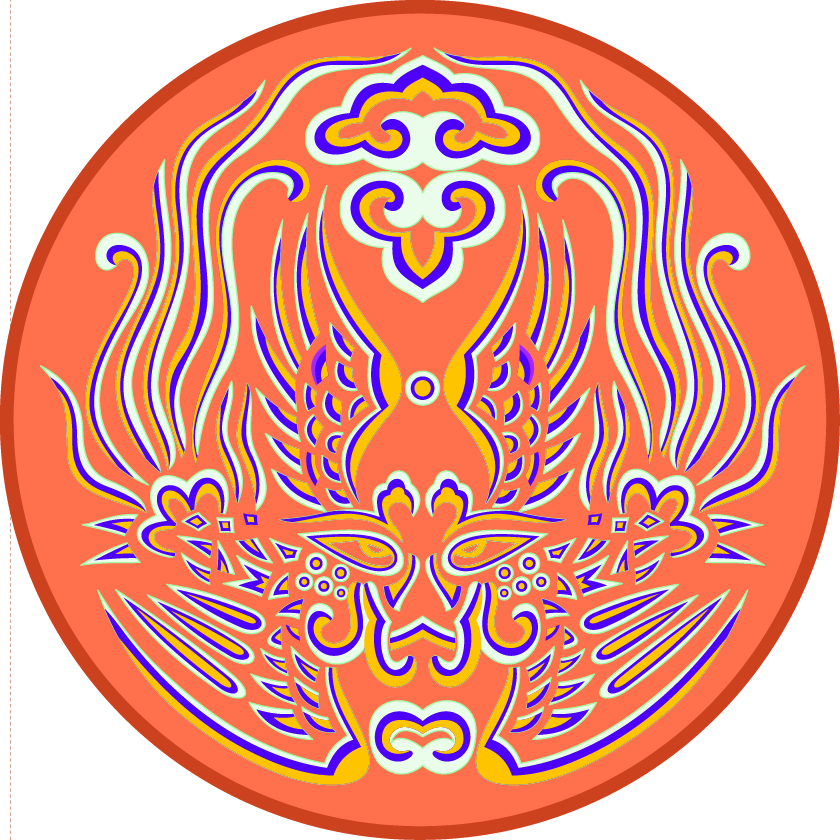 中國(guó)傳統(tǒng)刺繡古風(fēng)臉譜圓形圖案，矢量素材