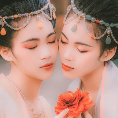 并蒂花閨蜜頭像，唯美古風(fēng)真人頭像