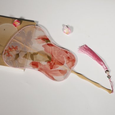 粉色清新團(tuán)扇，福連文苑文藝古風(fēng)古典扇子