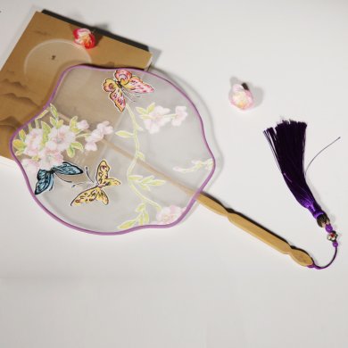 文藝古風(fēng)團(tuán)扇，古典素雅福連文苑扇子