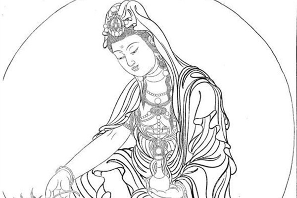 福連文苑繪畫技巧白描觀音圖