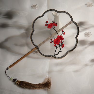 五款福連文苑刺繡團(tuán)扇，蘇繡繡花宮扇扇子