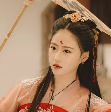 紅色帶傘女子頭像，唯美古風(fēng)真人頭像