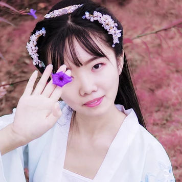 粉紫小清新帶團扇傘頭像，唯美古風真人頭像