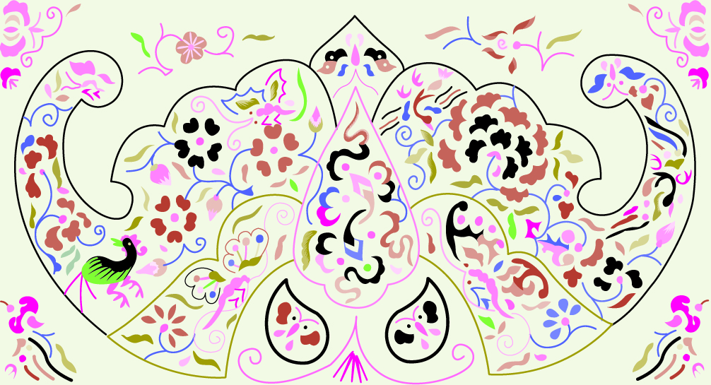 中國傳統(tǒng)刺繡蝙蝠圖案，矢量素材