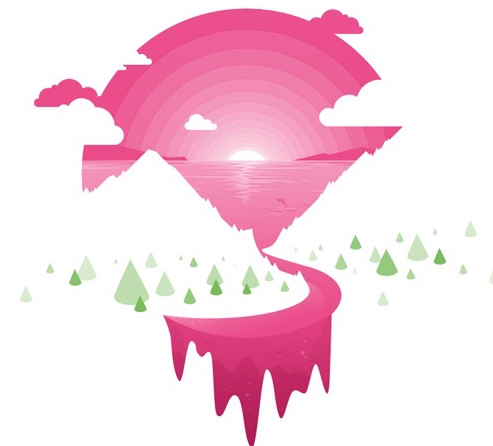 簡約唯美漸變插畫繪制，風(fēng)景美如畫!