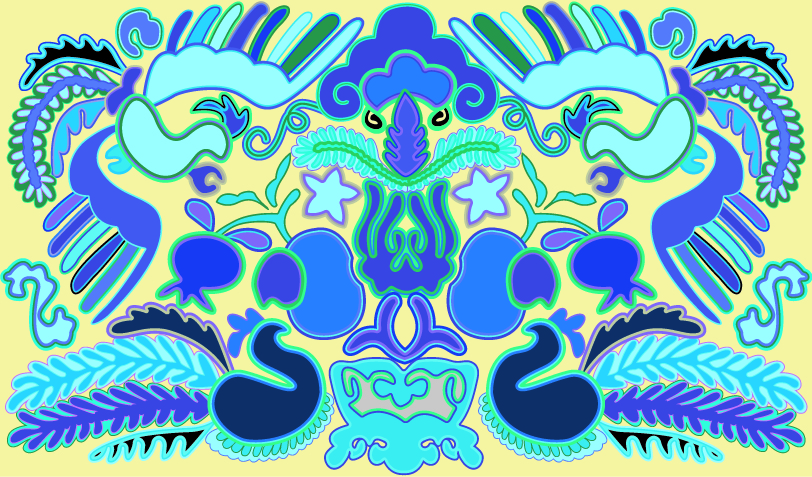 中國(guó)傳統(tǒng)刺繡對(duì)稱鳳凰圖案，矢量素材