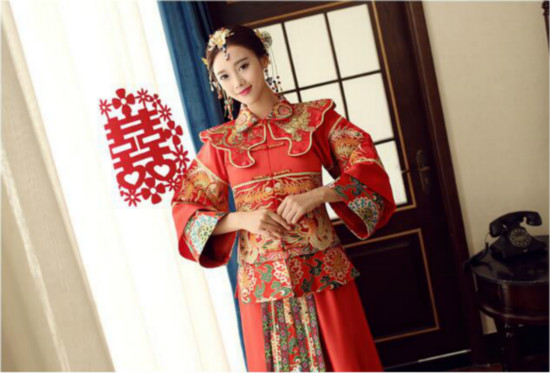 復古刺繡福連文苑嫁衣中式禮服
