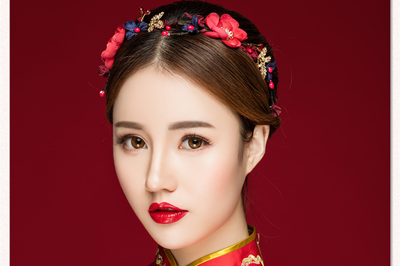 典雅梅花造型古風(fēng)頭飾，珍珠水鉆制作新娘發(fā)飾