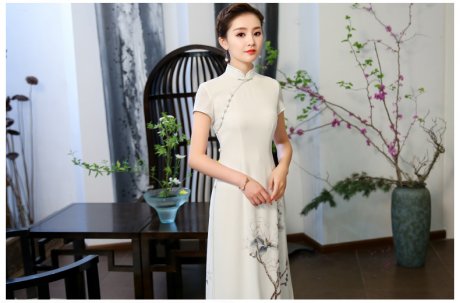 白玉嬌旗袍，復古素雅旗袍裙