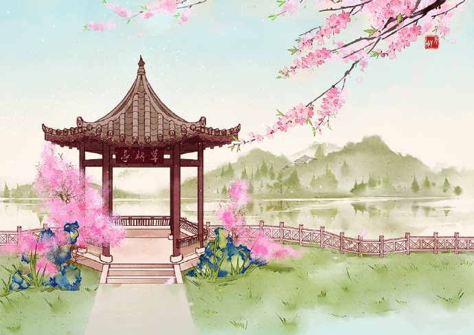 花香滿溢的古風(fēng)圖片，春天意境的唯美古風(fēng)圖片