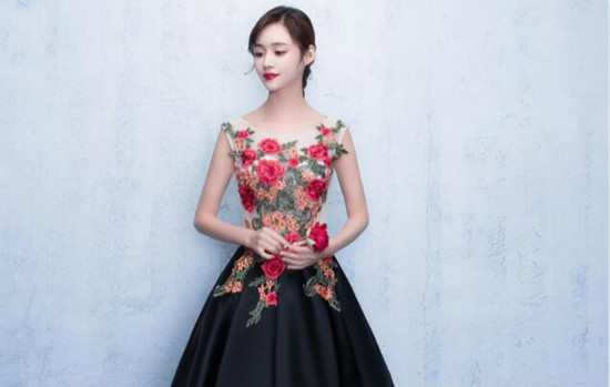 復古福連文苑蕾絲綁帶中式禮服