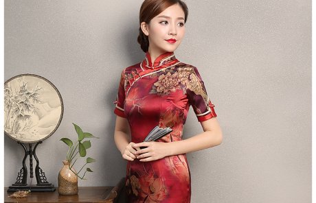 喜慶復(fù)古修身旗袍，時(shí)尚復(fù)古旗袍裙