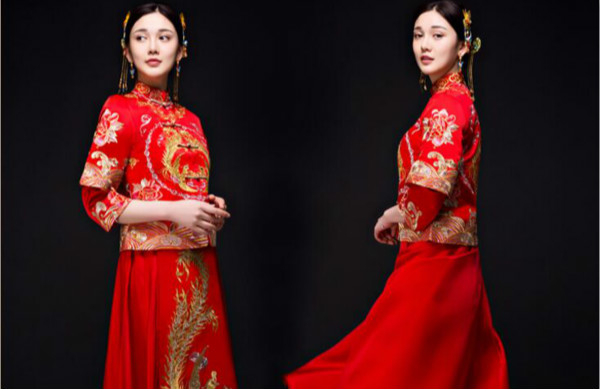 福連文苑刺繡龍鳳褂新娘中式禮服