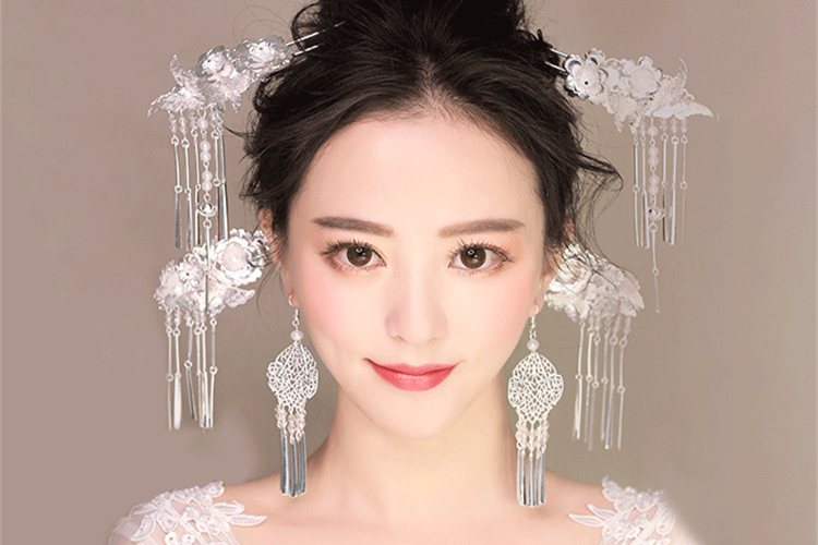 福連文苑銀白色步搖，新文藝復(fù)古發(fā)簪