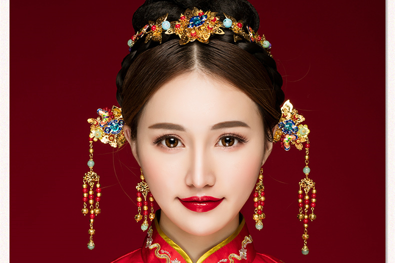 古典步搖新娘發(fā)飾，古式婚禮發(fā)簪