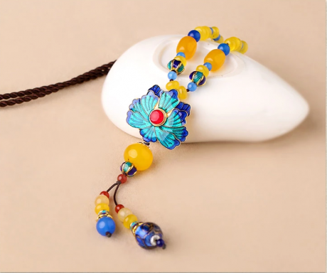 福連文苑吊墜瑪瑙配飾長款項鏈掛飾