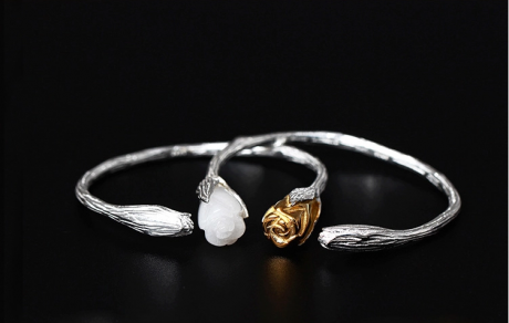 福連文苑復(fù)古風(fēng)白玉蘭花開(kāi)口手鐲