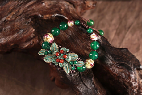 復古福連文苑琉璃瑪瑙手工編織手串手鏈