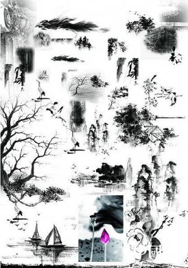 福連文苑水墨元素psd分層源文件