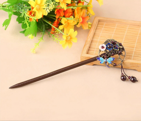 福連文苑石榴石古典木簪子頭飾