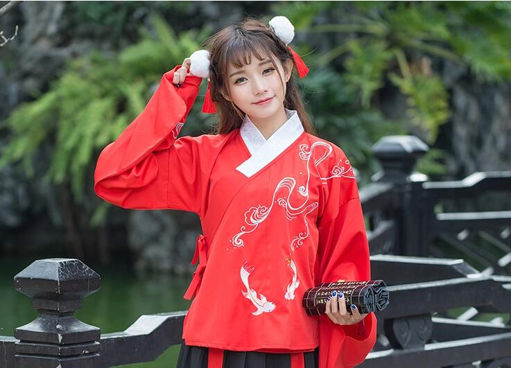 改良福連文苑襖裙刺繡花襦裙古裝圖片