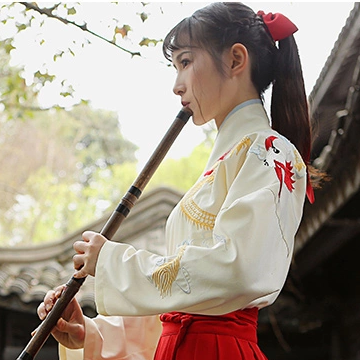 霸氣吹笛女生頭像，唯美古風(fēng)真人頭像