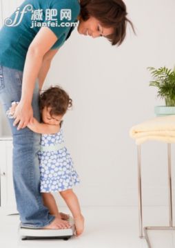 測(cè)量,人,生活方式,12到17個(gè)月,室內(nèi)_97421295_Hispanic mother weighing herself and daughter_創(chuàng)意圖片_Getty Images China