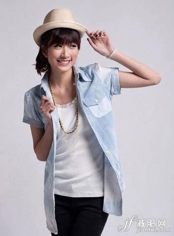 自然牛仔襯衫 OL大愛(ài)顯瘦單品